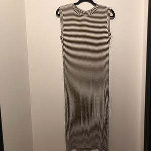 Stripe crew neck midi dress